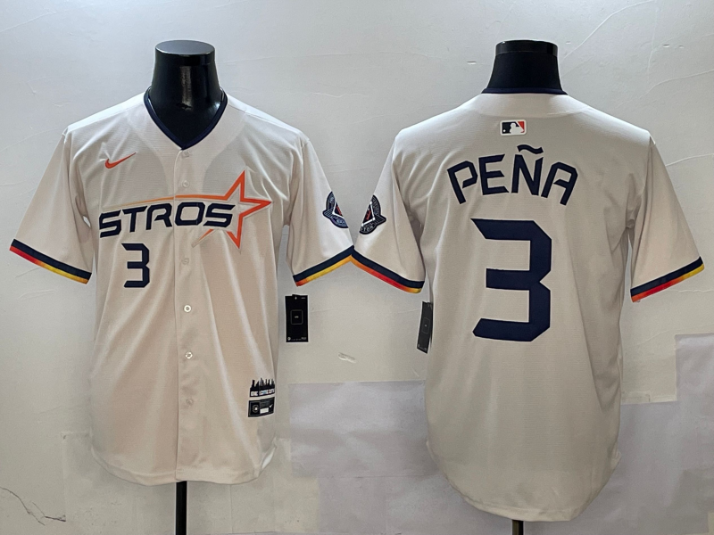 Men's Houston Astros Jeremy Pena #3 Cream 2025 City Connect Limited Jersey